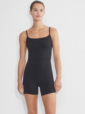 Aritzia Black Sleeveless Square-Neck Jumpsuit Romper